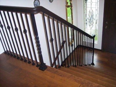 Silverado Mink Stairs top landing installation by Ron's Hardwood