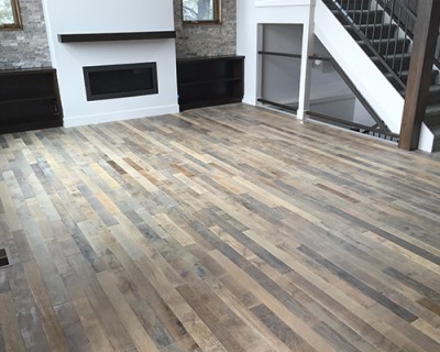 Organic Solid Tulsi Home reclaimed wood look install