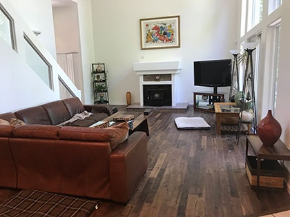 organic solid tamarind install in living room by adams family flooring