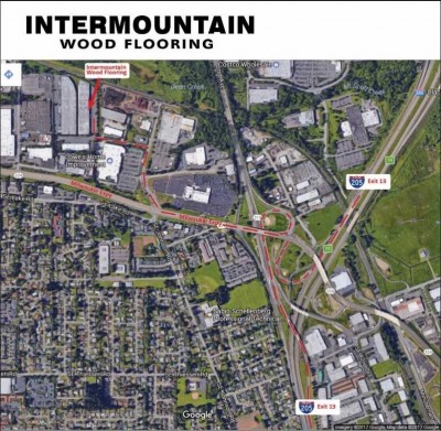 Map to Intermountain Wood Products Warehouse