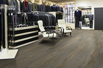 The photo is of Earl Grey, Oak, from the Organic 567 Commercial hardwood flooring by Hallmark Floors 